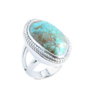  Bronzed By Barse Silver Overlay Turquoise Abstract Ring, 8 