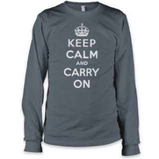  Keep Calm and Carry On (White) Long Sleeve Fine Jersey T 
