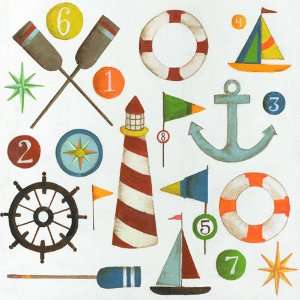  Oopsy daisy Nautical Menagerie Wall Art 24x24: Home 