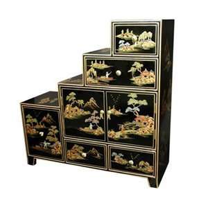  Oriental Furniture LCQ CB BKTANSU Step Tansu Decorative 