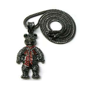  Black Iced Out Waka Flocka Fuzzy Mupper Bear Pendant with 
