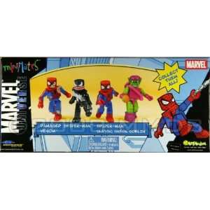 Minimates Spider man 4 Pack Battle Damaged Spider man, Venom, Spider 