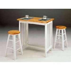   Breakfast Table Set in Natural/White Finish #AC 012412: Home & Kitchen