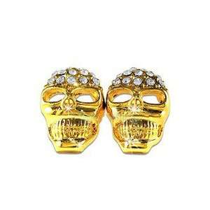  Hip Hop Iced Skull Earrings Gold Tone: Everything Else