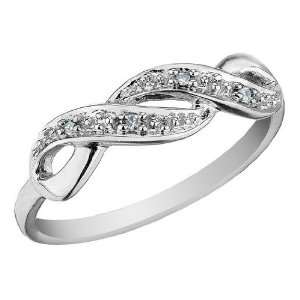  Infinity Diamond Promise Ring in 10K White Gold, Size 8 