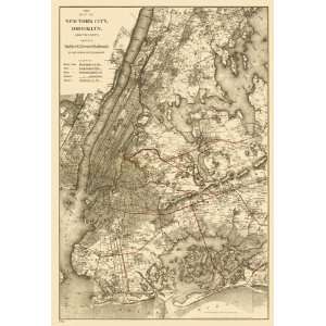  NEW YORK & BROOKLYN NY ELEVATED RAILROAD MAP 1885: Home 
