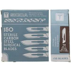 No 10 SICOA Carbon Steel Scalpel Blades Small End 150pc:  