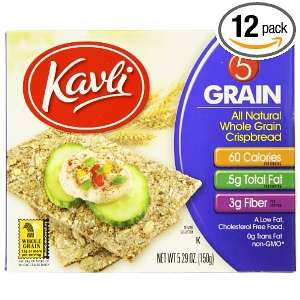 Kavli Crispbread, Five Grain, 5.29 Ounce Boxes (Pack of 12)  