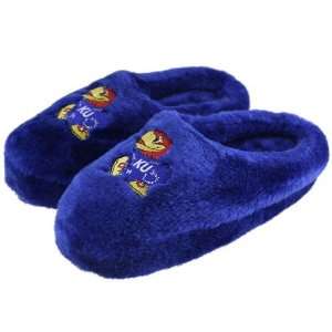  Kansas Jayhawks Royal Blue Ladies Fuzzy Slippers: Sports 