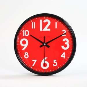    Red Dial Art Deco Everyday 12 Wide Wall Clock: Home Improvement