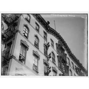  N.Y. Fireman drill,climbing up side of bldg,New York