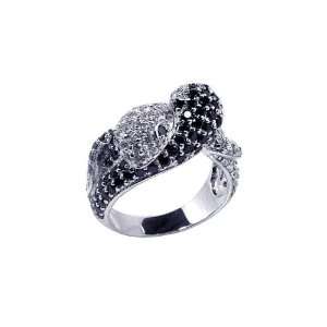  Sterling Silver 4 Headed Snake CZ Ring Size 9: Jewelry