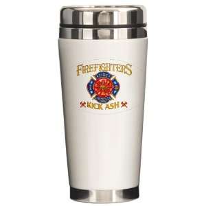  Ceramic Travel Drink Mug Firefighters Kick Ash   Fire 