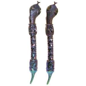  Snake Earrings, Clip Ons In Aurora Borealis with Ab Finish 