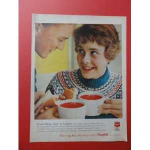  Campbells soup,1960 print ad (cups of tomato soup)orinigal 1960 