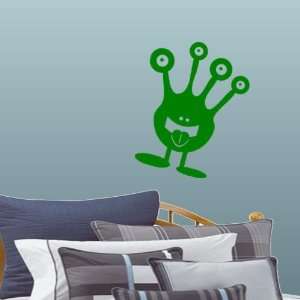  Green Large Fun Monster with Four Eyes Wall Decal: Home 