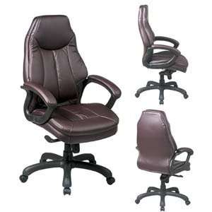   Leather Chair with Padded Arms and Mid Pivot Knee Tilt Control (Bur