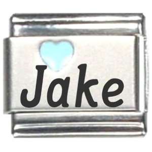  Jake Light Blue Heart Laser Name Italian Charm Link 