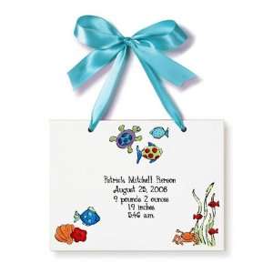  Birth Certificate Hand Painted Tile   Baby Fish: Baby