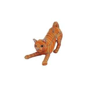  Ginger Glass Beaded Orange Tabby Cat Sculpture: Home 