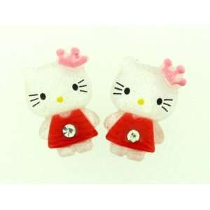  Small Resin Hello Kitty with Gem in Red   10 Pieces 