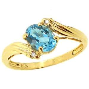  14K Yellow Gold Oval Gemstone and Diamond Engagement Ring 