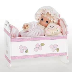 Sing Me A Lullaby 7 blonde Precious Moments vinyl doll with cradle