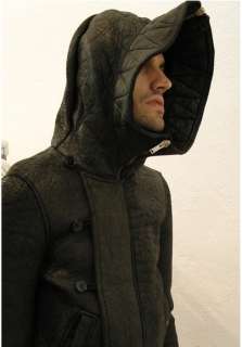 New Mens Rare Big Hood Vintage Military Slim Fit Jacket Black VTG 