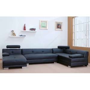  Modern Black Sectional Sofa Set
