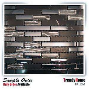 Sample  Silver & Iridescent Glass Marble Blend Mosaic Tile Kitchen 