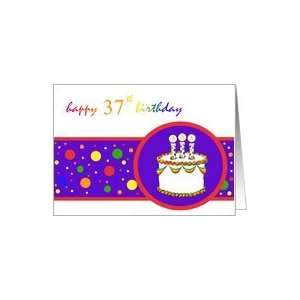  37th Happy Birthday Cake rainbow design Card: Toys & Games