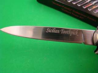 SS Sicilian toothpick Assist Open Faux Mop Stiletto Pocket Knife L 