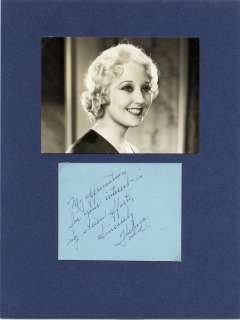 THELMA TODD AUTOGRAPH WITH NOTE C.1935 RARE SIG & NOTE FROM MURDERED 