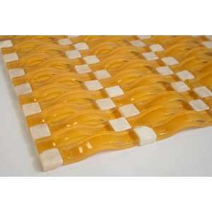  C4   Honey Mustard 3D Wave Arch Glass Tile: Home 