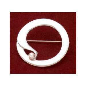   Circle Fashion Pin, 3mm Simulated Pearl, 1 1/8 inch diameter Jewelry