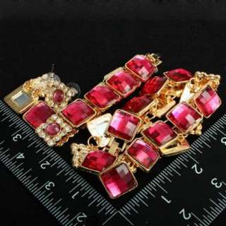 ARINNA fashion red stone necklace earring bracelet Set  