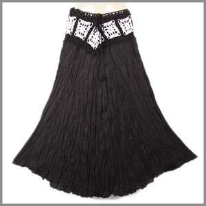 Bohemian Crochet Cotton Skirt Boho Hippy Hippie Gypsy Black sk0272d 