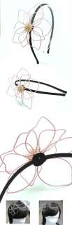 Luxury Cubic Wire Big flower Hair band Headband PINK  