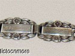 US WWII ARMY SOLDIER STERLING 925 FORGET ME NOT SWEETHEART BRACELET 