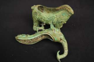 Vintage Chinese Bronze Beast Vessel Bird Elephant Pot  