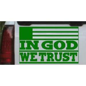Dark Green 34in X 21.5in    In God We Trust Christian Car Window Wall 