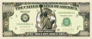 1,000,000 Million Dollar Bill Liberty Prosperity  