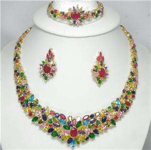 12,995 18k, 14k gf Mixed Ruby Emerald,blue, Sapphire Necklace 