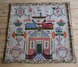   superb Dutch sampler1867Made By a 10 year old girl  