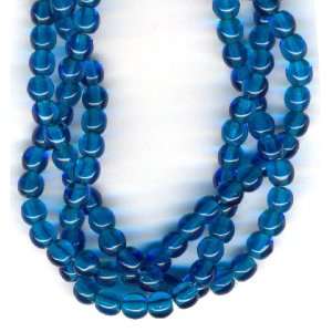  WHOLESALE Czech Glass 4mm Round Beads   Capri Blue   1 
