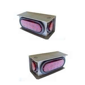  Trailer Red LED 6 Oval Light Box Kit Stop/turn/tail 