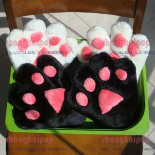 Pair of Cat Gloves Kitty Fur Paw Claw Cosplay Women Lolita Fancy Dress 