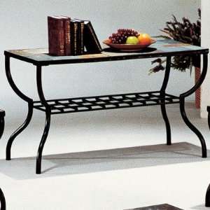  Sashay Sofa Table in Black Iron and Slate: Furniture 