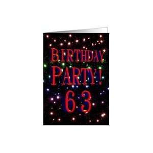  63rd Birthday party invitation with fireworks Card: Toys 