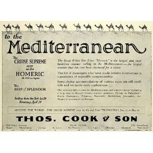  1925 Ad Thomas Cook Mediterranean Cuisine White Star 